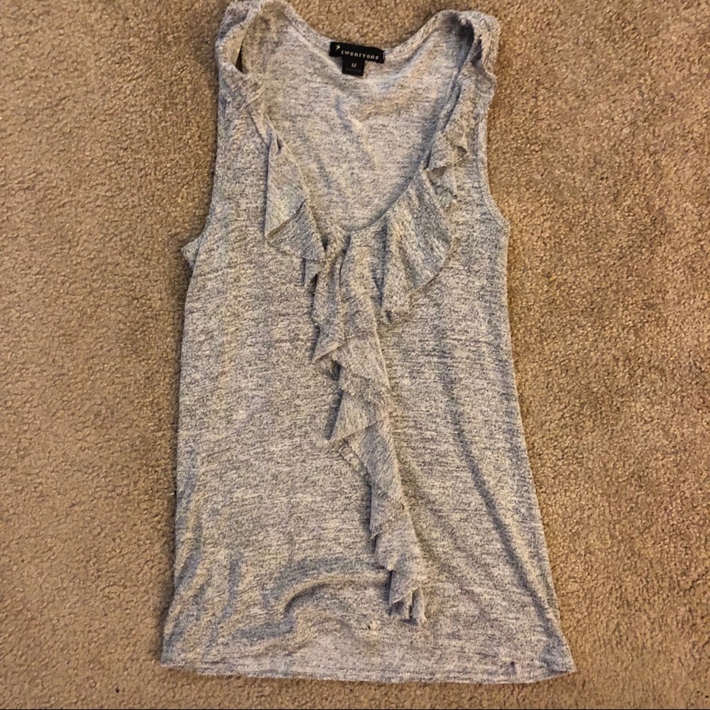 Gray heather ruffled tank top